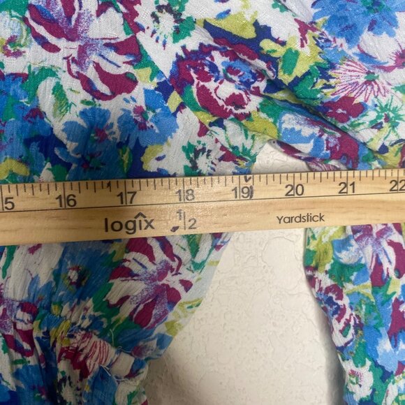 So Good For Life Top XL Blue‎ Floral Long Sleeve Square Neck Peplum Babydoll NEW - Picture 10 of 13